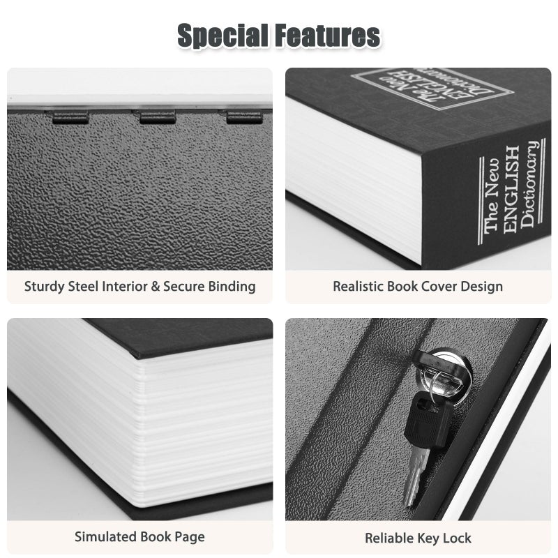 KYODOLED Diversion Book Safe with Key Lock, Secret Metal Lock Box, Collection, Money Hiding Box, 9.5" x 6.2" x 2.2", Black Large - Image 4